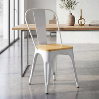 Thumbnail for Silla Tolix Metal Asiento Madera Vintage Restaurante Moderna