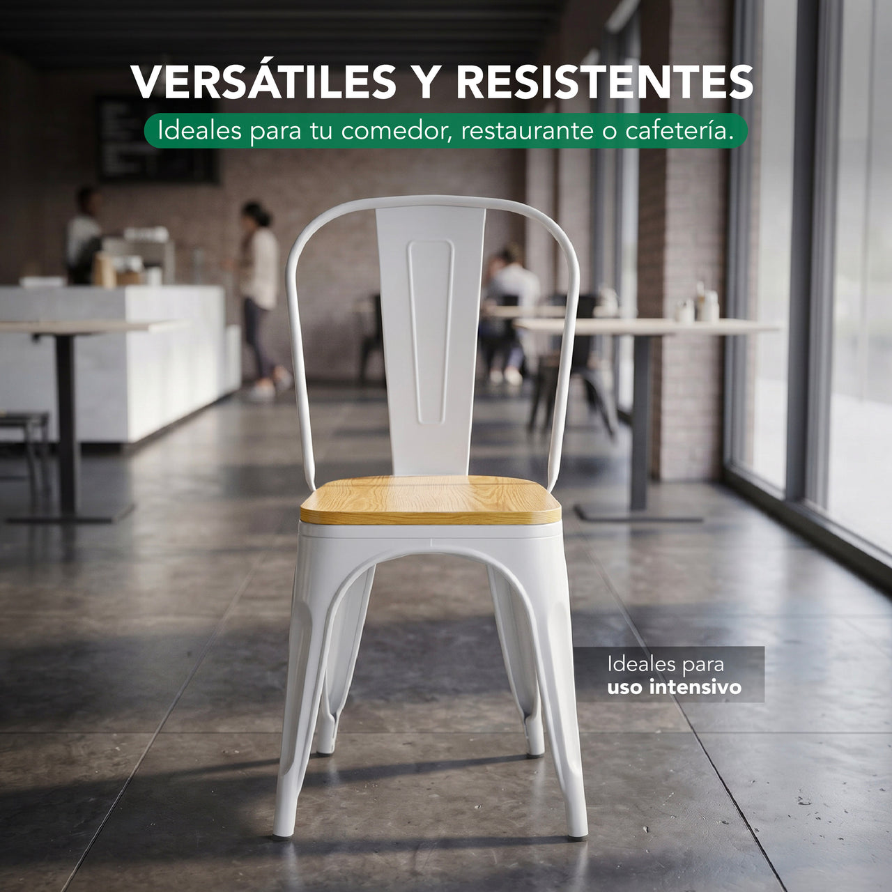 Silla Tolix Metal Asiento Madera Vintage Restaurante Moderna