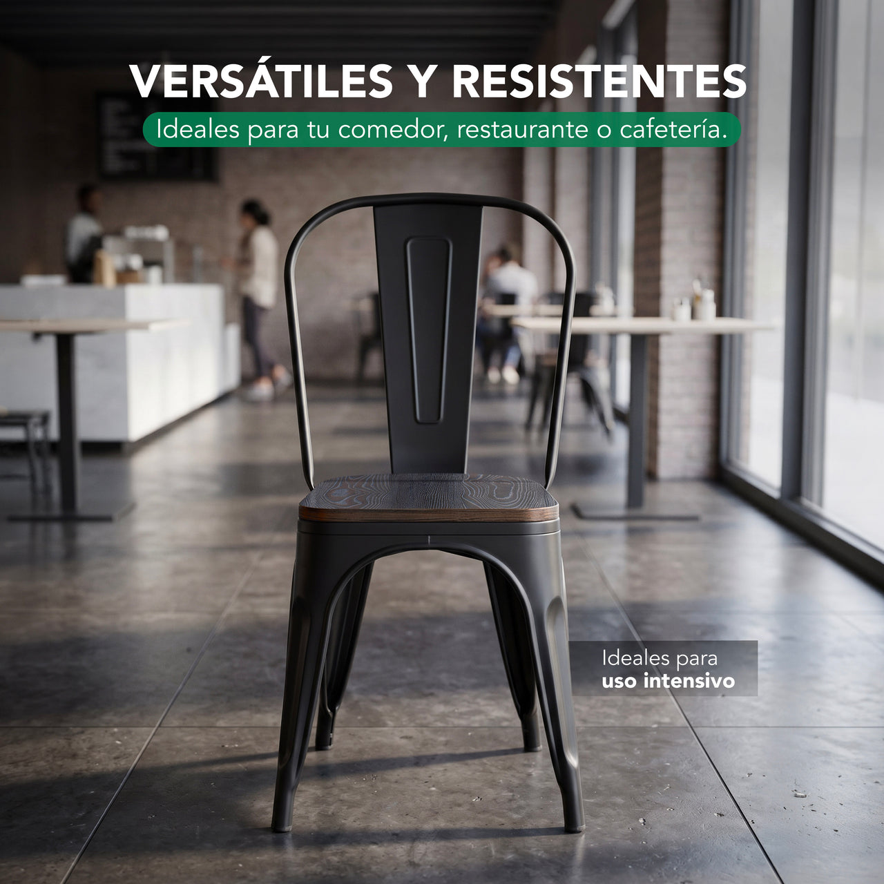 Silla Tolix Metal Asiento Madera Vintage Restaurante Moderna