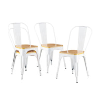 Thumbnail for Set De 4 Sillas Tolix Con Asiento De Madera Metalica Acero