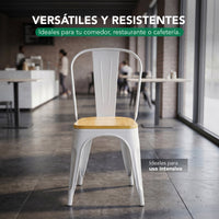 Thumbnail for Set De 4 Sillas Tolix Con Asiento De Madera Metalica Acero
