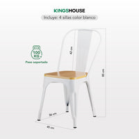 Thumbnail for Set De 4 Sillas Tolix Con Asiento De Madera Metalica Acero