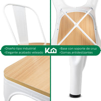 Thumbnail for Set De 4 Sillas Tolix Con Asiento De Madera Metalica Acero