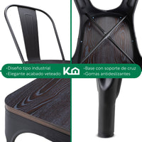 Thumbnail for Set De 4 Sillas Tolix Con Asiento De Madera Metalica Acero