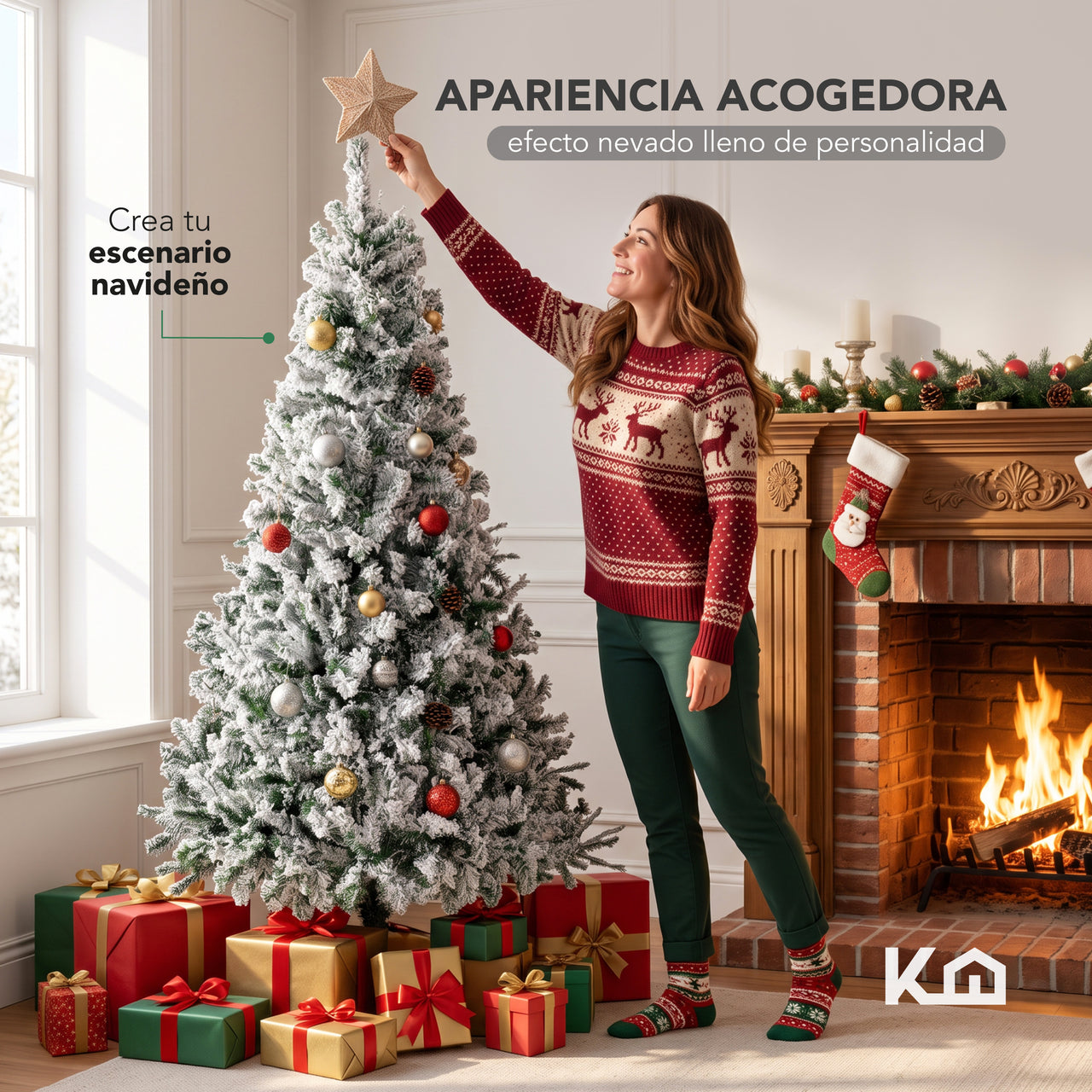 Árbol Navidad Nevado 1.80 m Artificial 800 Ramas con Soporte