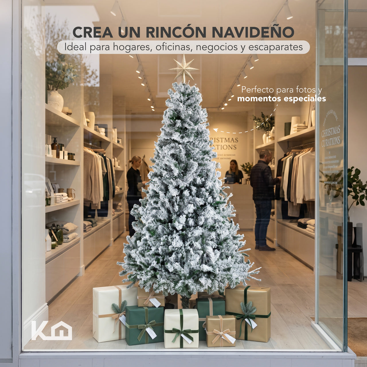 Árbol Navidad Nevado 1.80 m Artificial 800 Ramas con Soporte