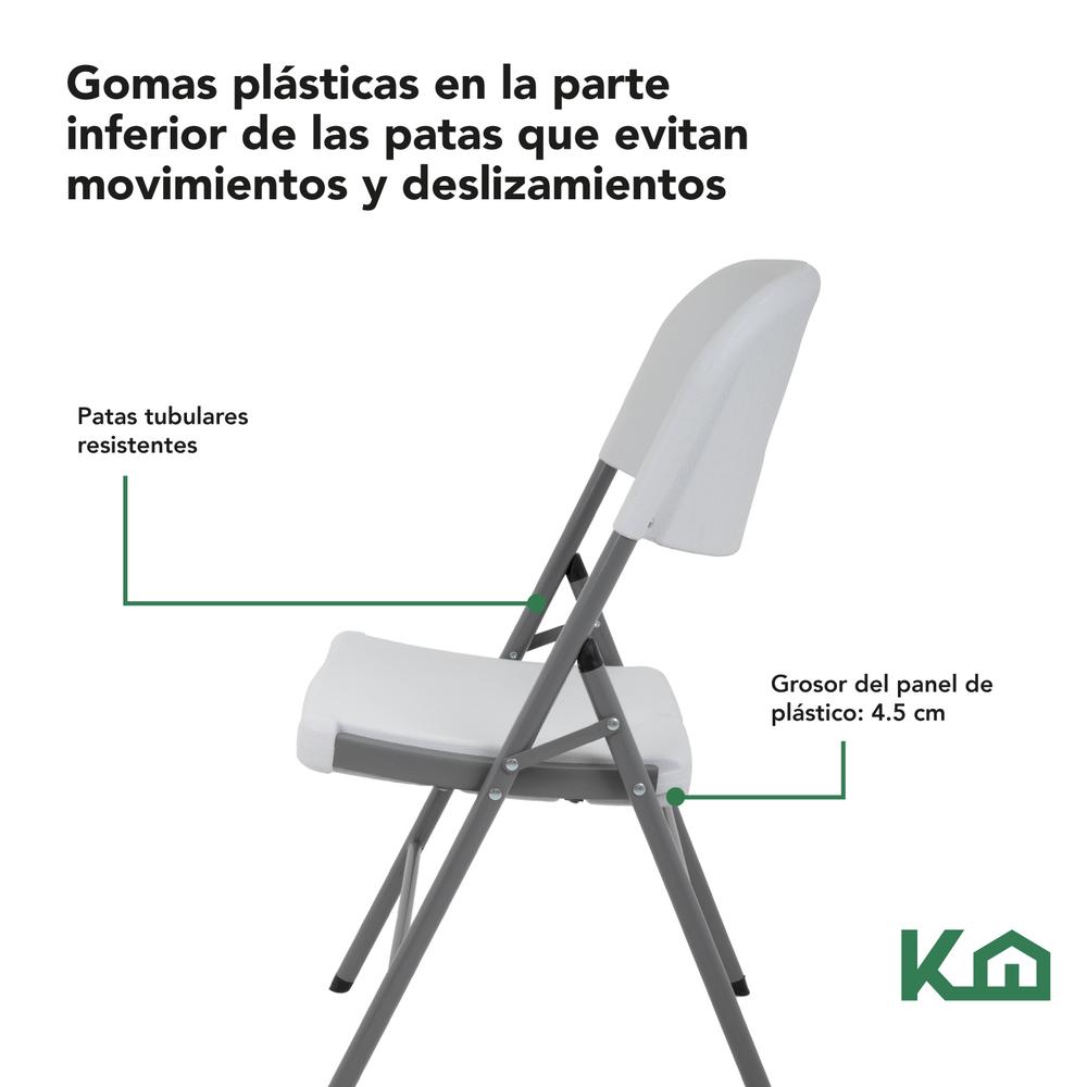 Silla Plegable Plastico Blanca 45x50x88 cm KingsHouse