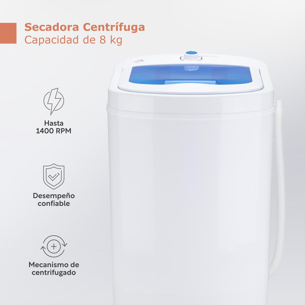 Secadora Centrífuga Eléctrica de 8 kg Acero Inoxidable