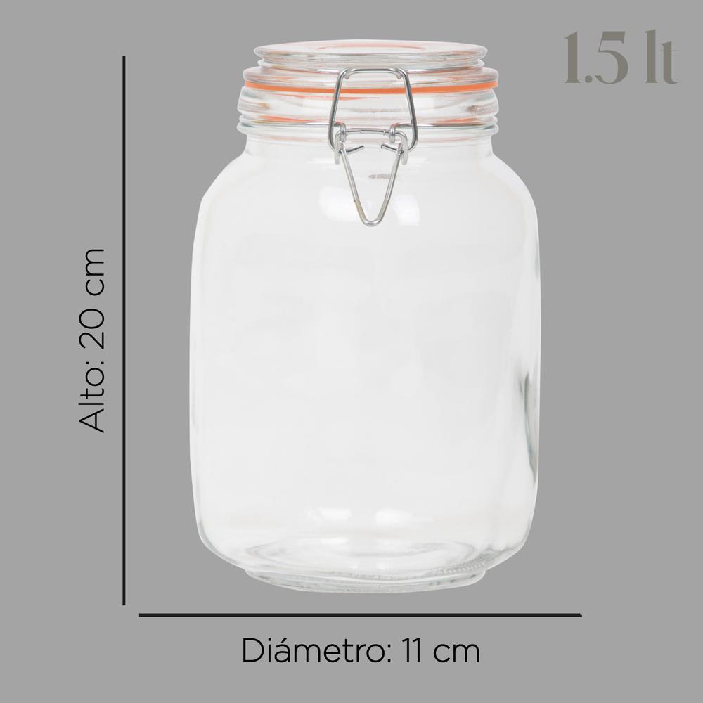 Frasco Hermetico De Vidrio Contenedor Tapa Clip 1,5 L X12