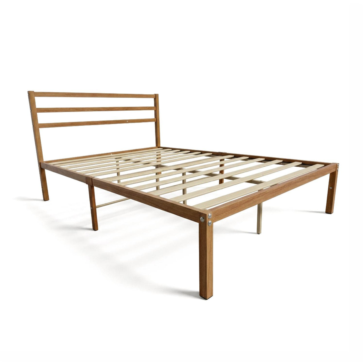 Base Cama Matrimonial Metal y Madera Minimalista Resistente