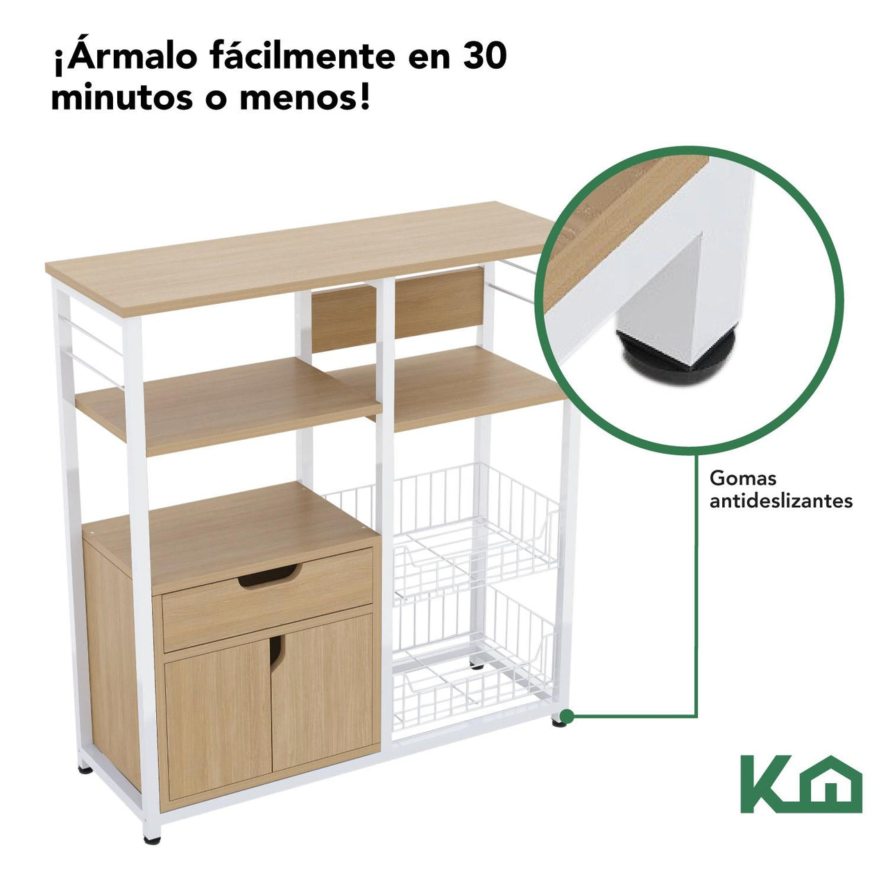 Rack Mueble Multiusos Cajon Repisas Microondas Cocina Hogar