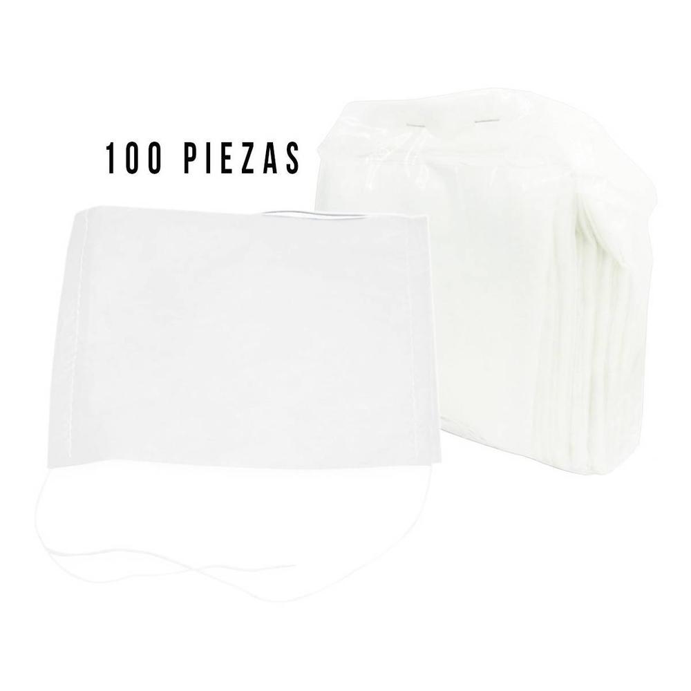 Mascarillas Cubrebocas De Tela Doble capa Bolsa con 100 Piezas Blanco 300112 Kingsman
