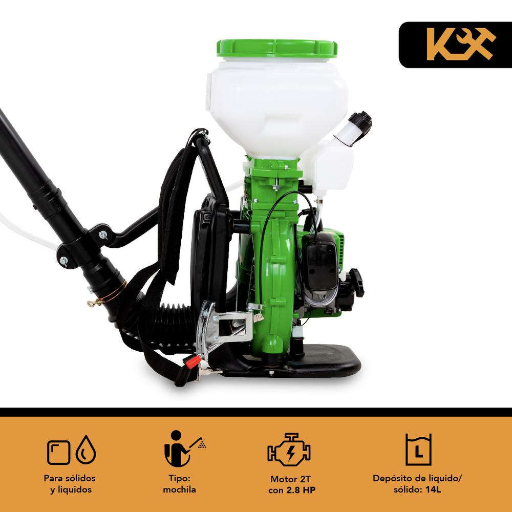 Fumigadora a Gasolina Aspersora 14L 2.8HP Liquidos Polvos 2T