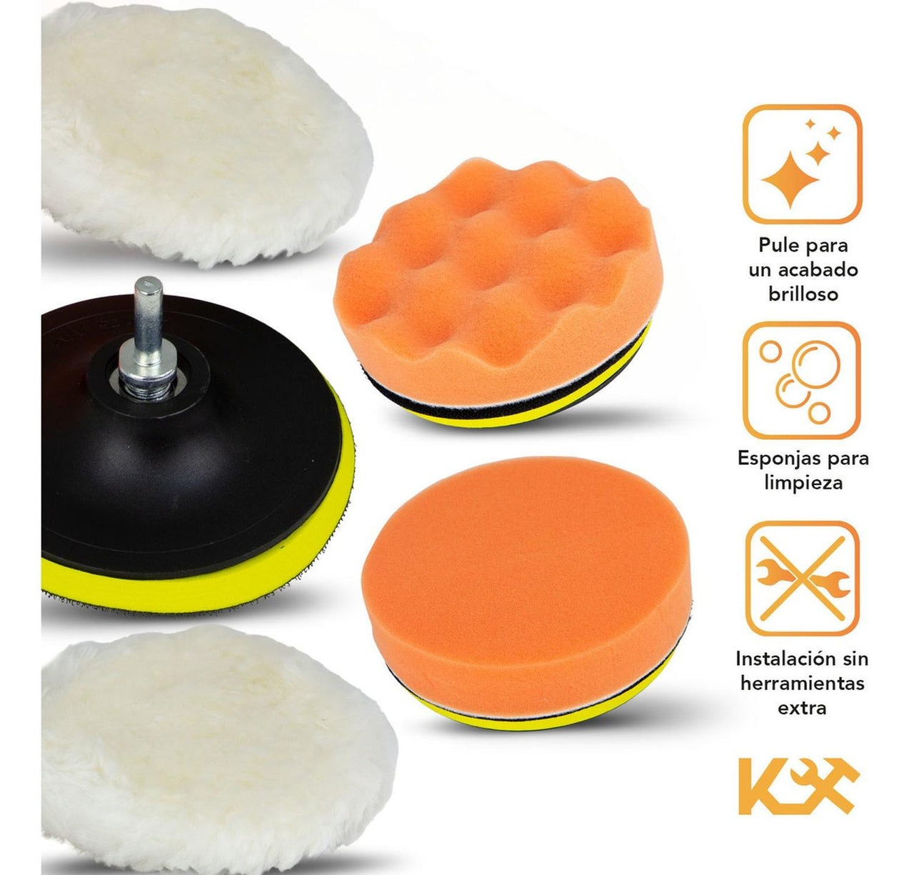 Accesorio Pulir para Taladro Juego con 6 Pcs 125 mm Kingsman