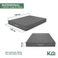 Thumbnail for Colchón Matrimonial Memory + Juego De Sábanas + Edredón 5 Pz