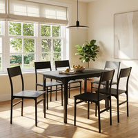 Thumbnail for Comedor Mesa Extensible Rectangular 6 Sillas Madera y Metal