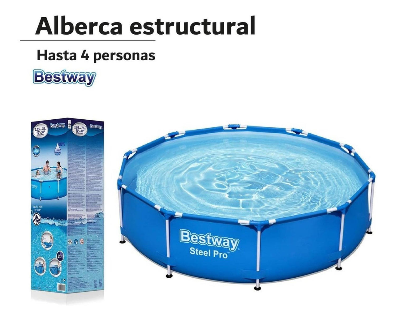 Alberca Estructural Redonda Steel Pro 305cm Familiar Bestway