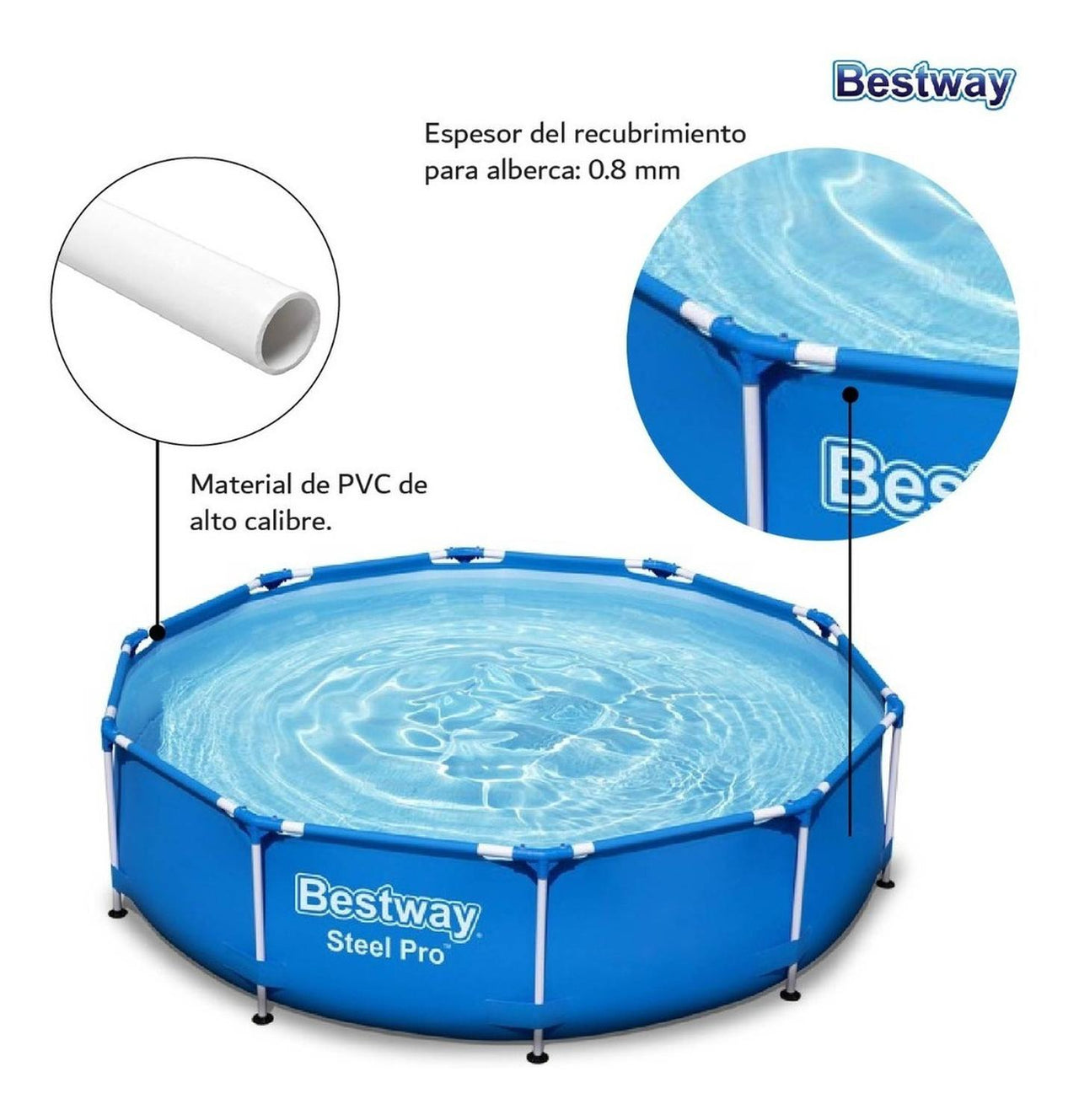 Alberca Estructural Redonda Steel Pro 305cm Familiar Bestway