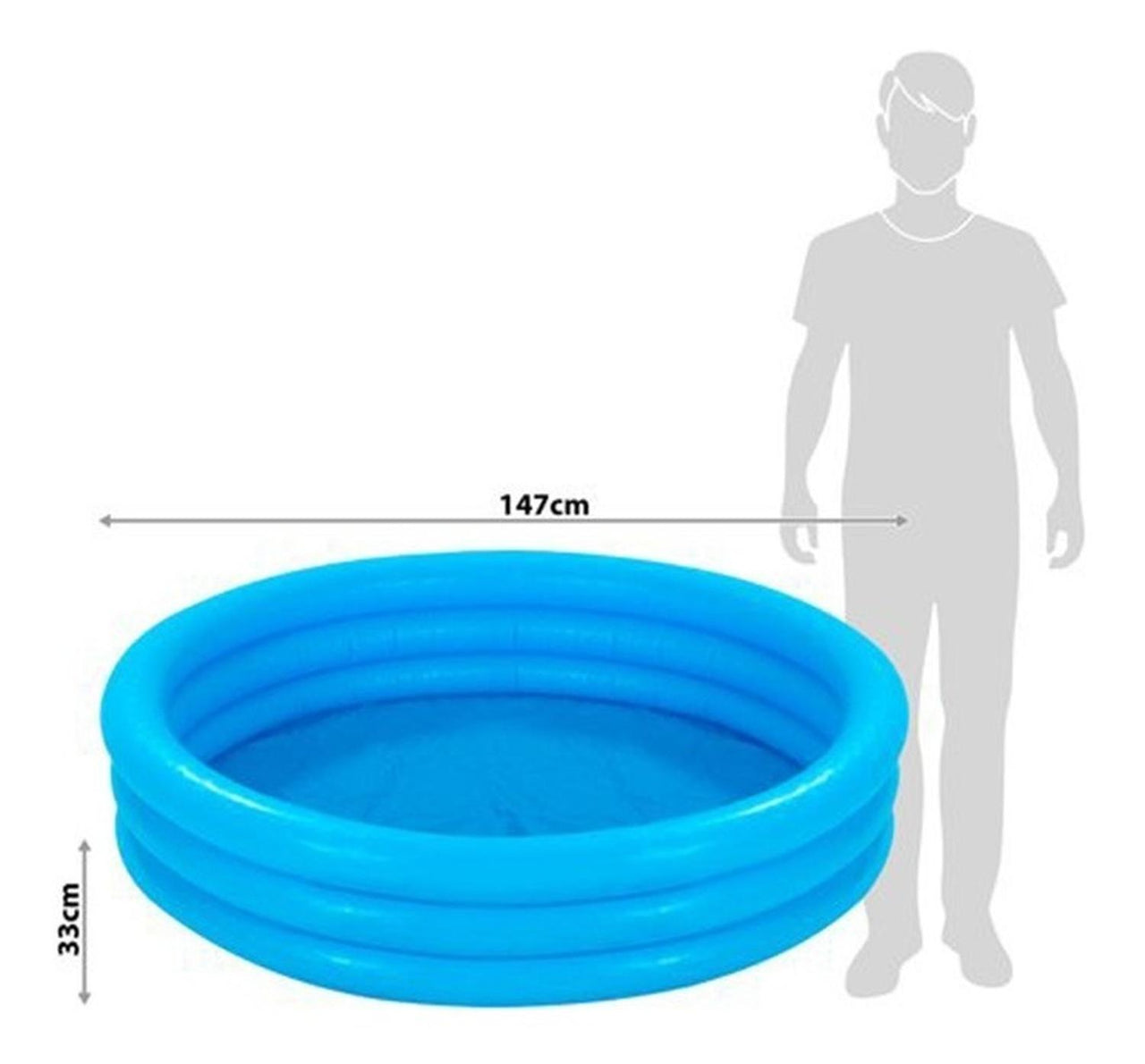 Alberca Inflable De 3 Aros Crystal Blue Mediana Azul Intex