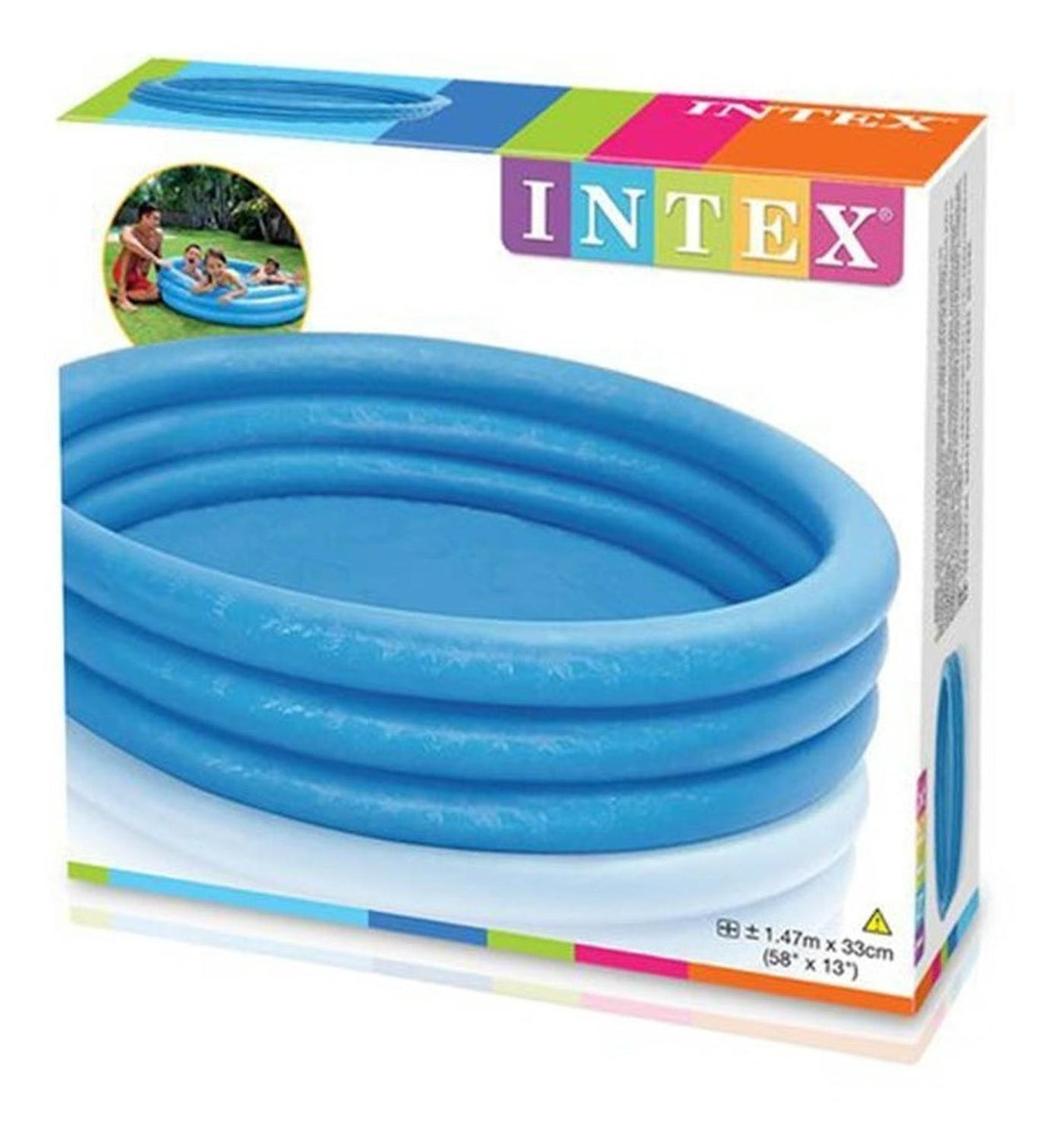Alberca Inflable De 3 Aros Crystal Blue Mediana Azul Intex
