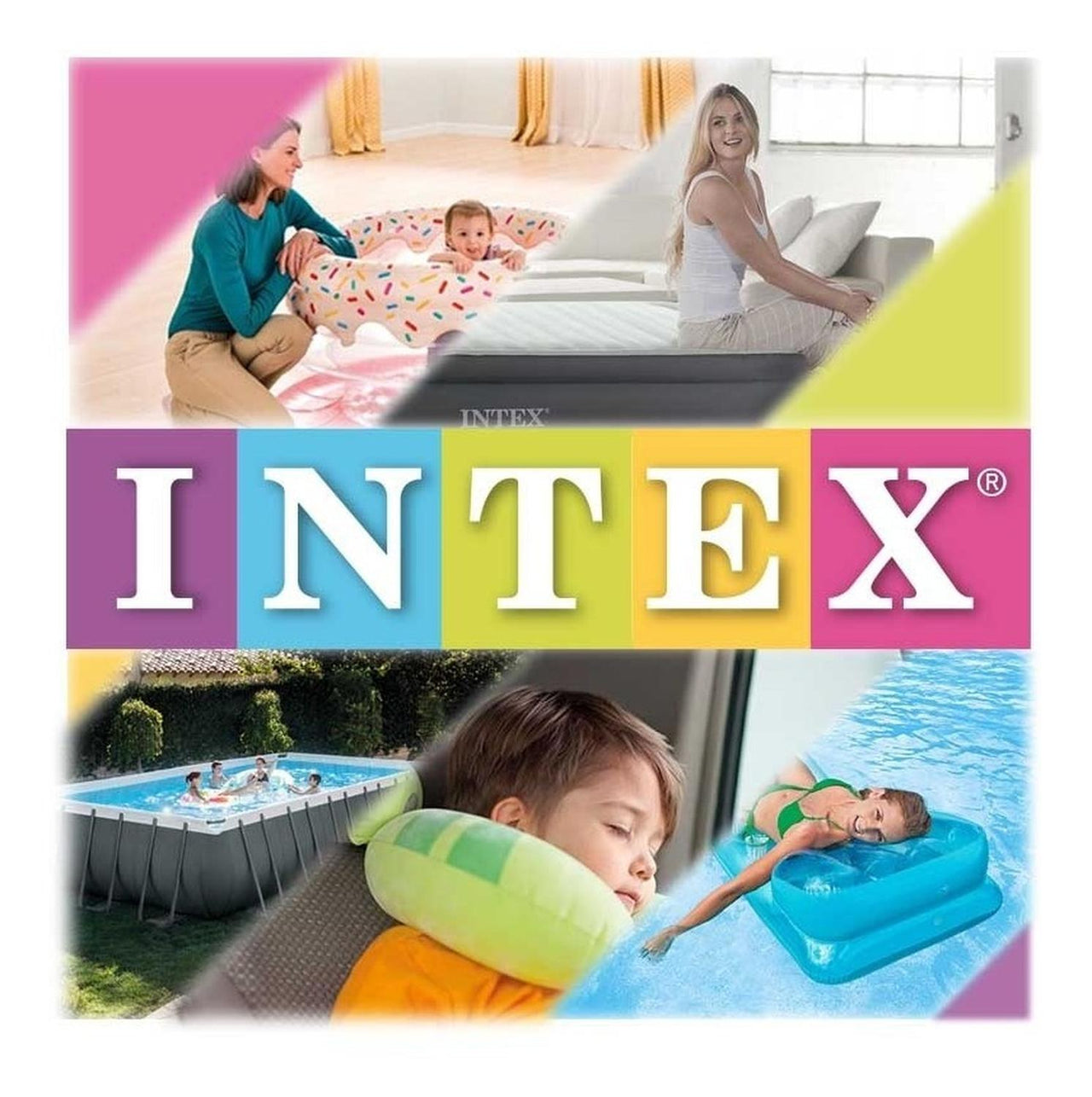 Alberca Inflable De 3 Aros Crystal Blue Mediana Azul Intex