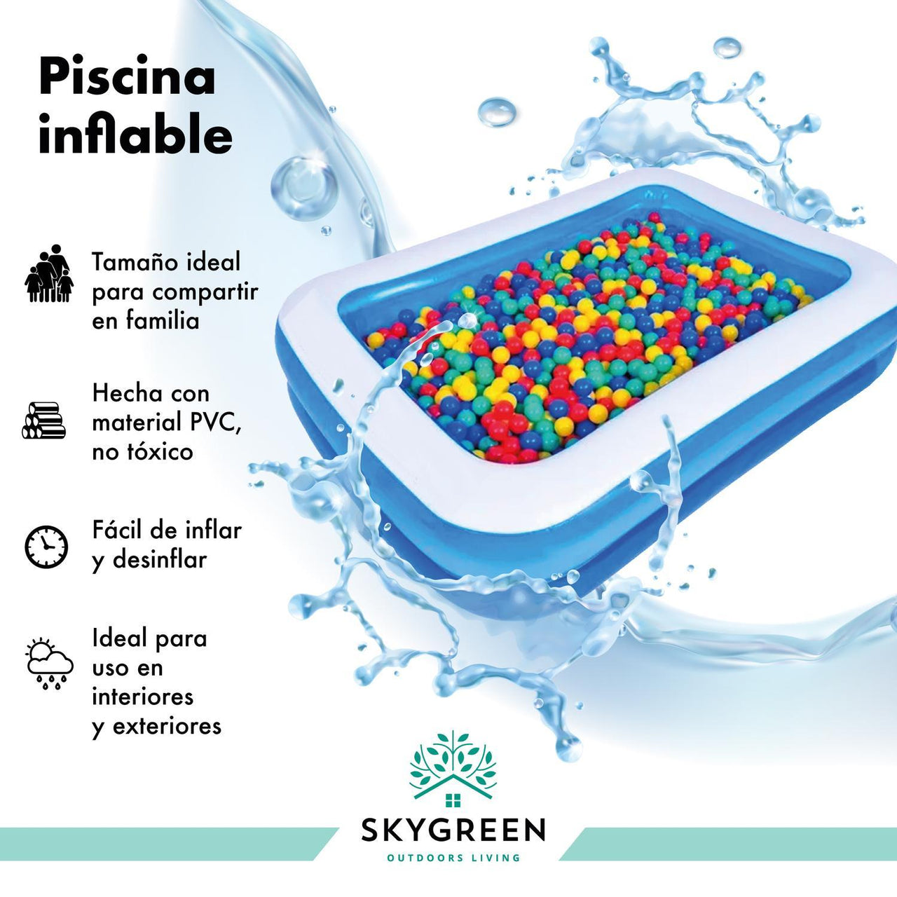 Alberca Inflable Piscina Familiar Juego Acuatico 190x 135cm