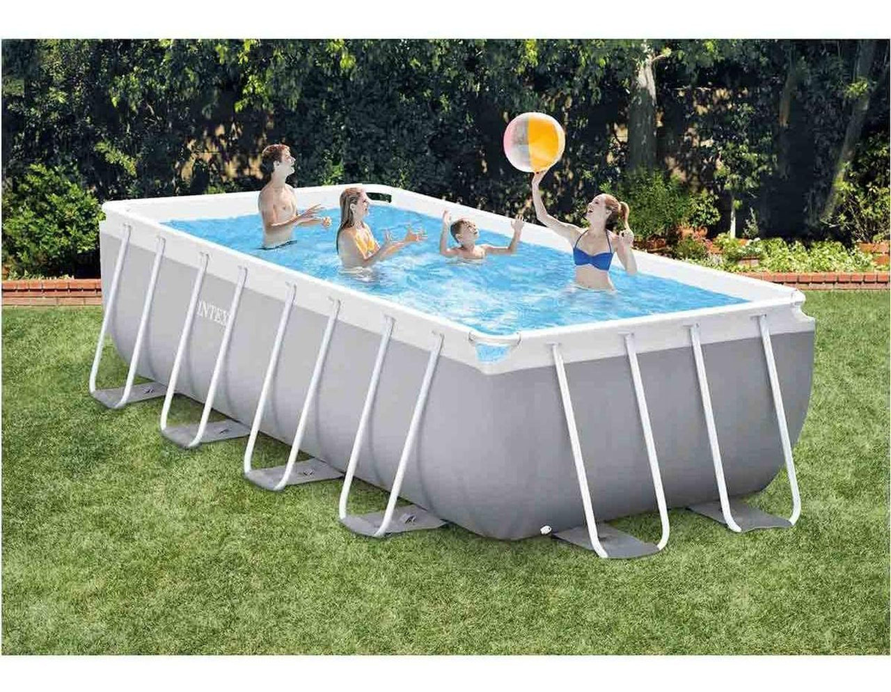 Alberca Piscina Rectangular Hogar Bomba Escalera Intex