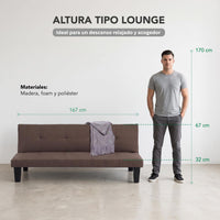 Thumbnail for Sofá Cama Mia Individual Plegable y Reclinable Tapizado Lino