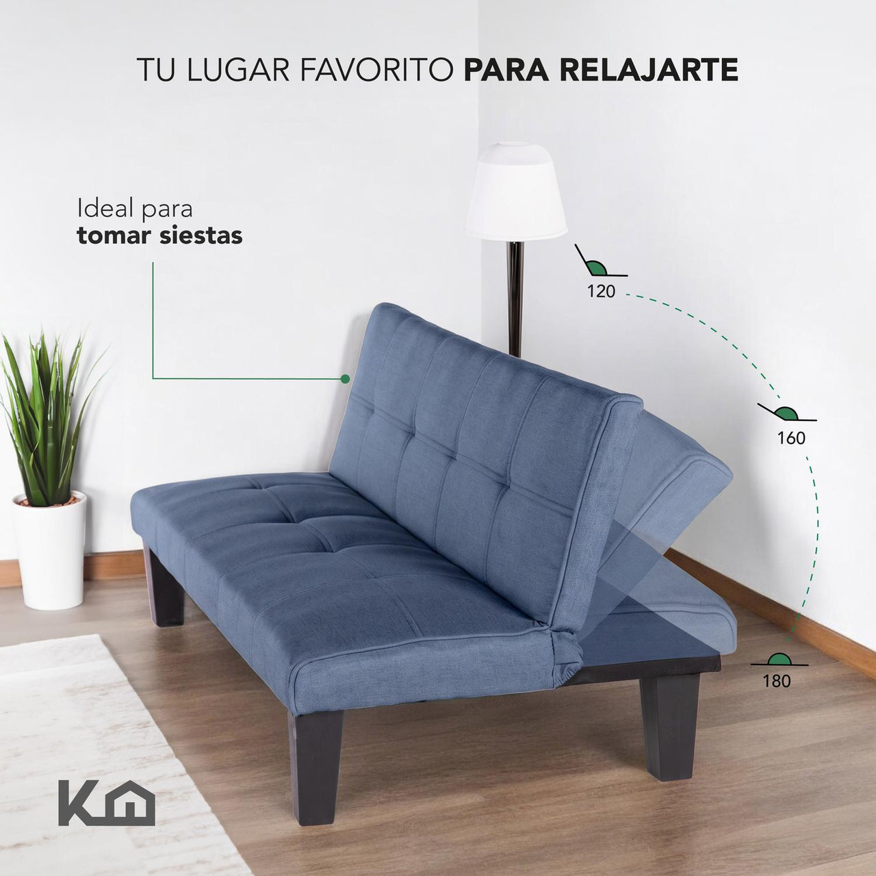 Sofá Cama Mia Individual Plegable y Reclinable Tapizado Lino