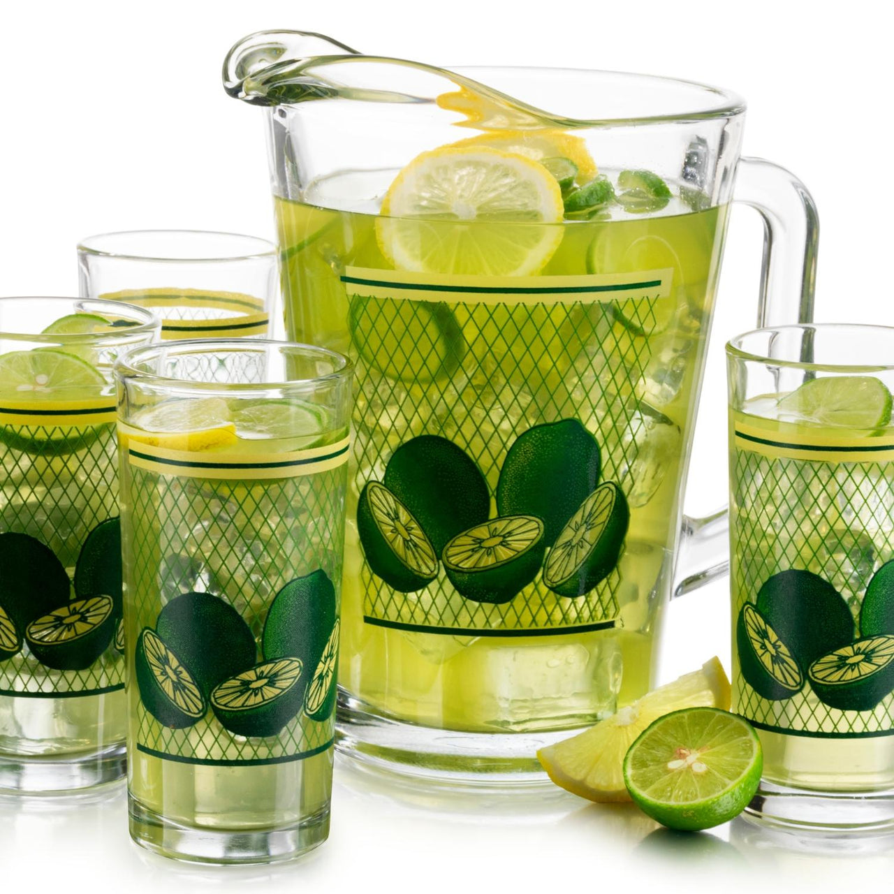 Juego Jarra Vasos 1.77 Litros 295 ml De Vidrio 7 piezas