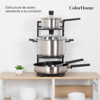 Thumbnail for Batería De Cocina Tricapa Combo Estante Ollas Sartenes 7Pzas