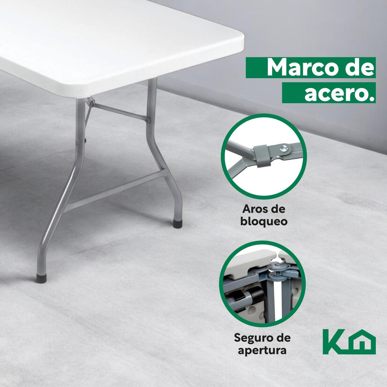 Mesa plegable 180 cm Exterior Jardín Portafolio 2 Piezas