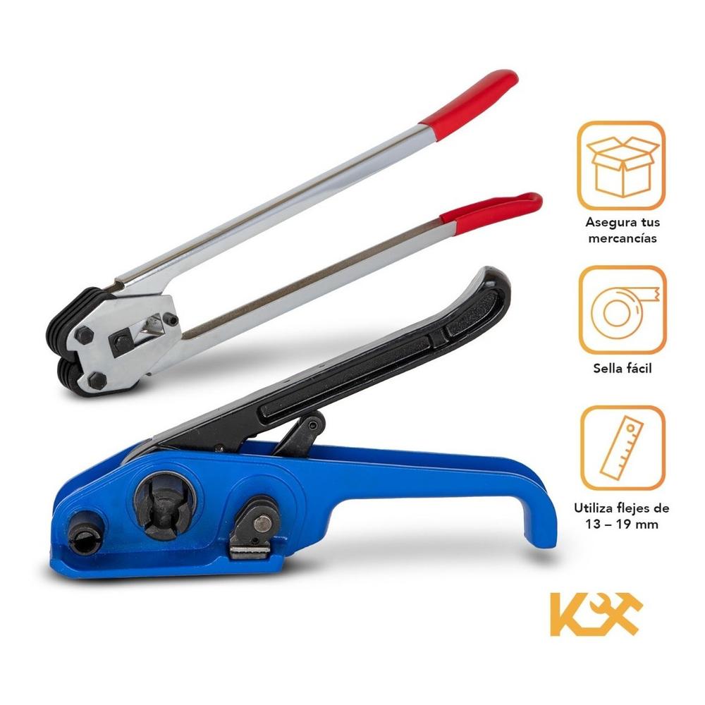 Flejadora Profesional Para Fleje Plastico de 13 a 19 mm Juego de 2 Pzs Kingsman
