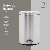Thumbnail for Botes de Basura 7L C/Pedal Acero Inox Metalico Cocina 2pzas