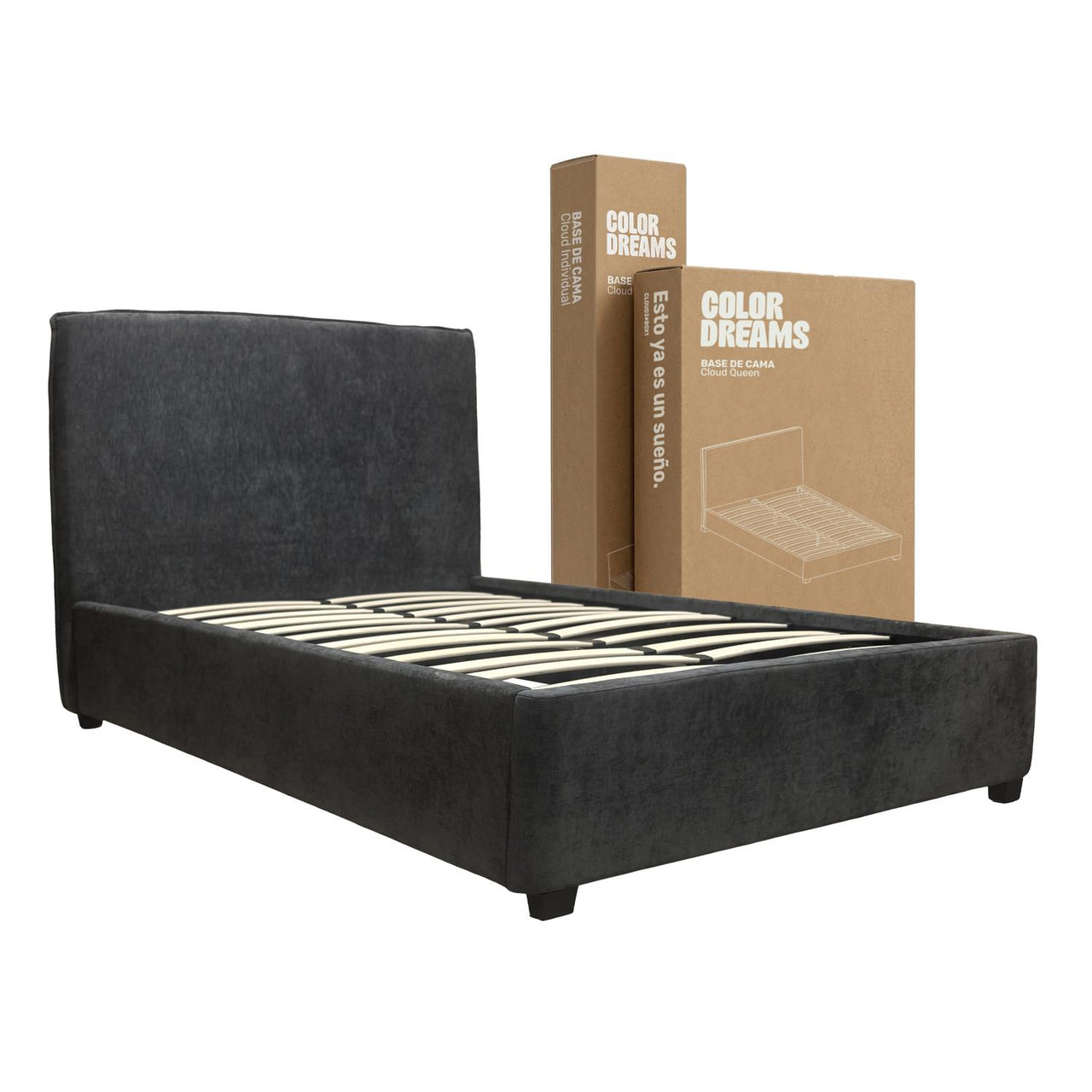Cama Matrimonial ColorDreams | Madera Tapizada | 204x137 cm