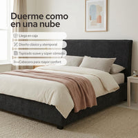 Thumbnail for Cama Matrimonial ColorDreams | Madera Tapizada | 204x137 cm