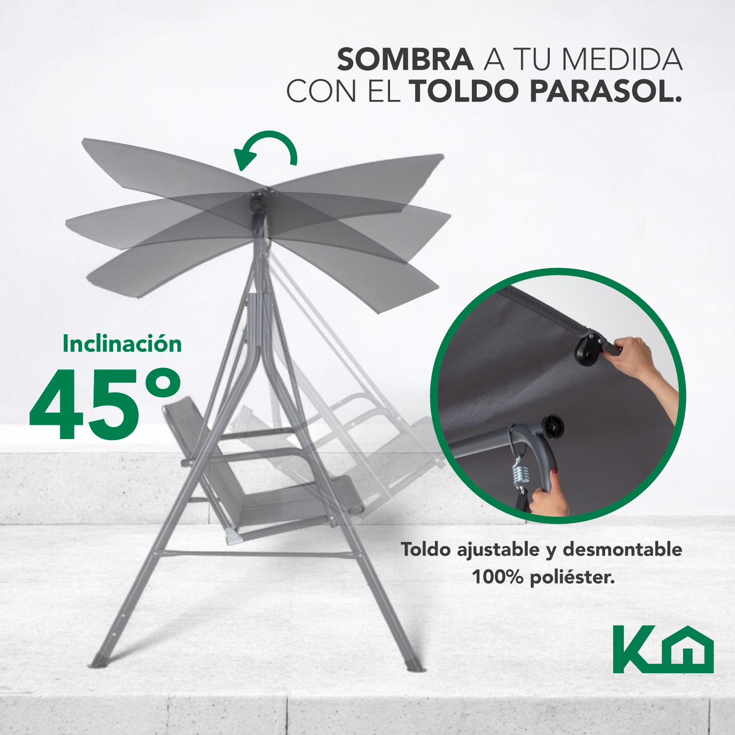 Banca Mecedora Columpio Exterior Summer Toldo Patio Jardín Somos