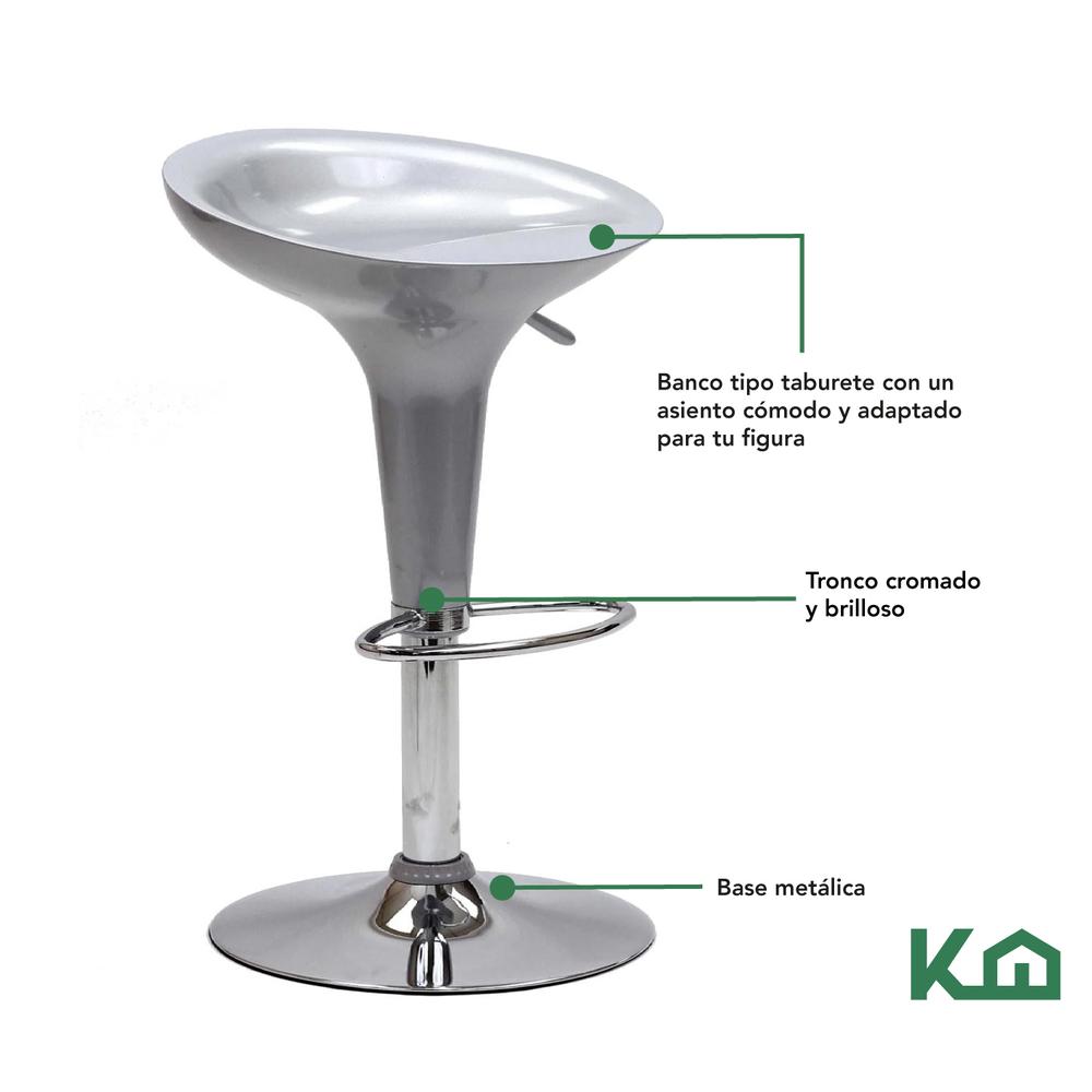 Banco Alto De Barra Set 2 Pzs Giratorio Altura Ajustable Bar