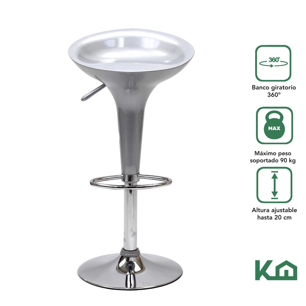 Banco Alto De Barra Set 2 Pzs Giratorio Altura Ajustable Bar