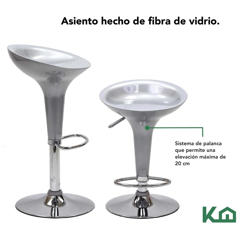 Banco Alto De Barra Set 2 Pzs Giratorio Altura Ajustable Bar