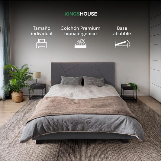 Base Cama Abatible Madera + Colchón Premium IndividualBEDPLEGA - SINGLED