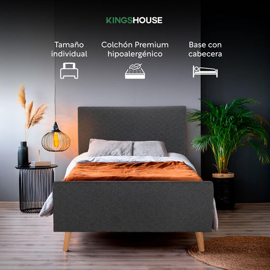 Base Cama Con Bordes Altos + Colchón Premium IndividualBEDFLEX - SINGLED
