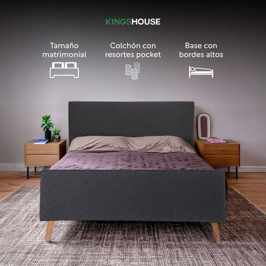 Base Cama Con Bordes Altos + Colchón Resortes MatrimonialBEDFLEX - DUOSG20