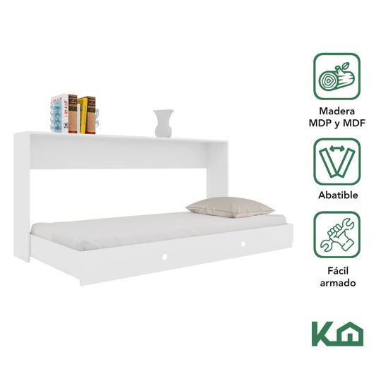Base Cama Individual Abatible Blanca KingsHouse DesmontableBEDSIN1 - BLA