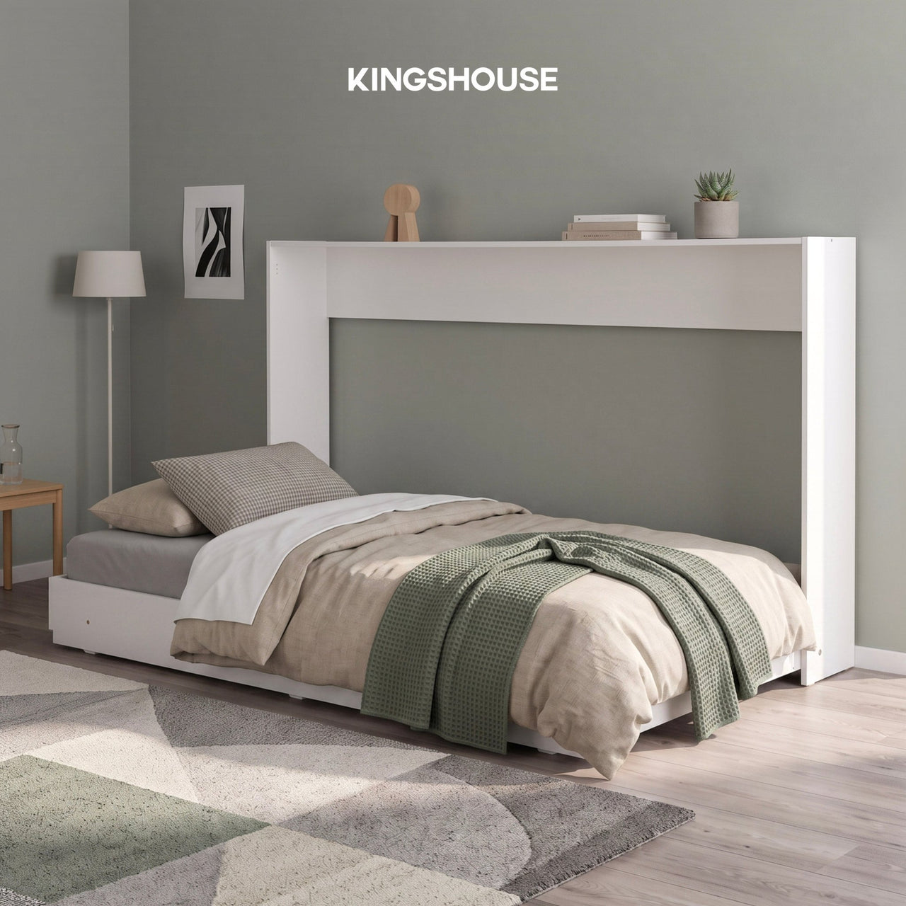 Base Cama Individual Abatible Blanca KingsHouse Desmontable
