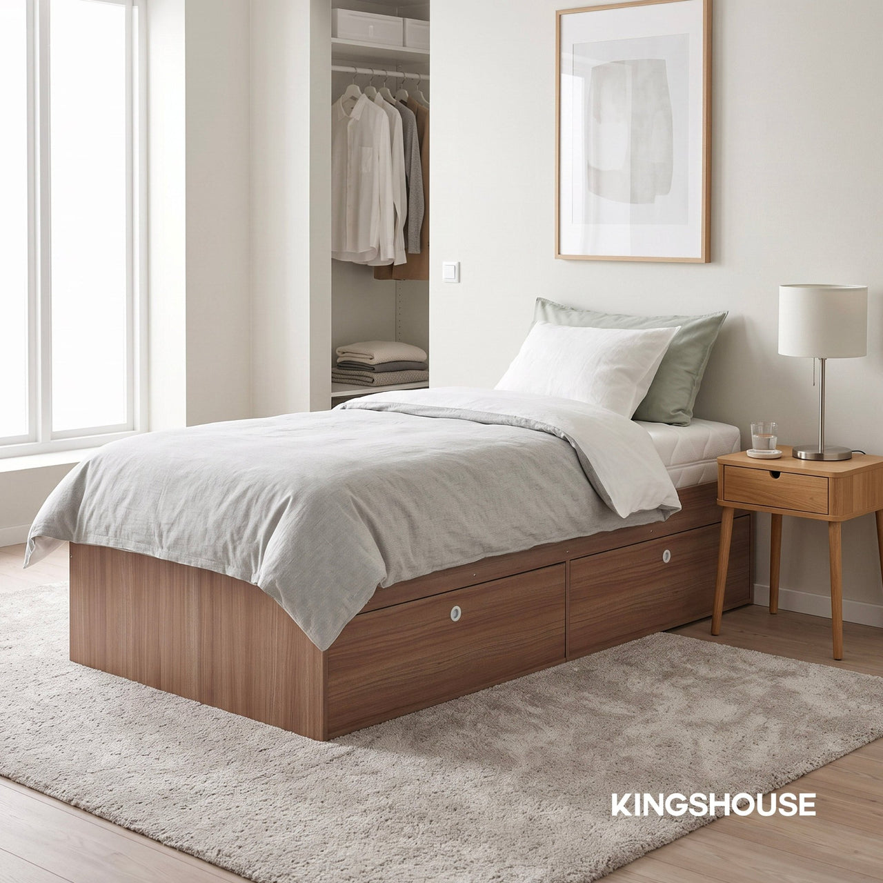 Base Cama Individual Con Cajones KingsHouse Recamara
