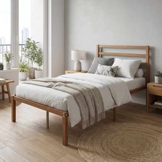 Base Cama Individual Metal y Madera Minimalista ResistenteBEDLEA2-I