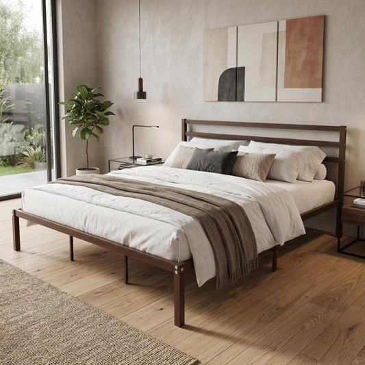 Base Cama King Size Metal y Madera Minimalista ResistenteBEDLEA2-K