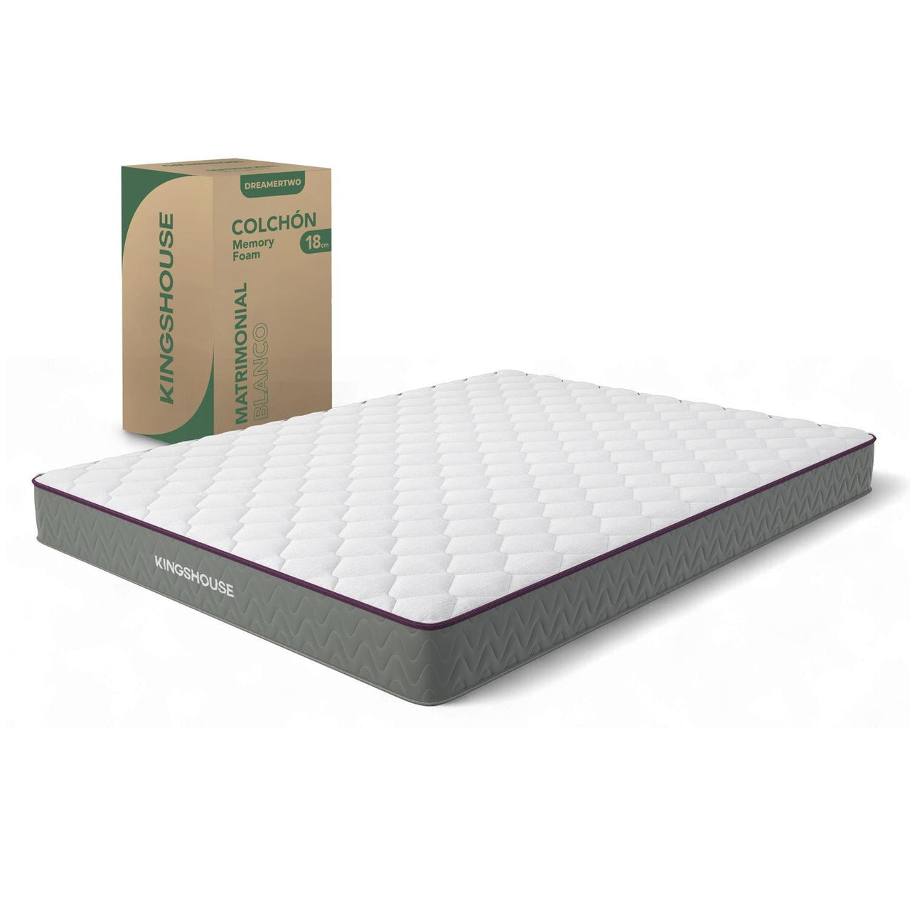 Base Cama Madera Colchón Matrimonial 135x190 cm Memory Foam