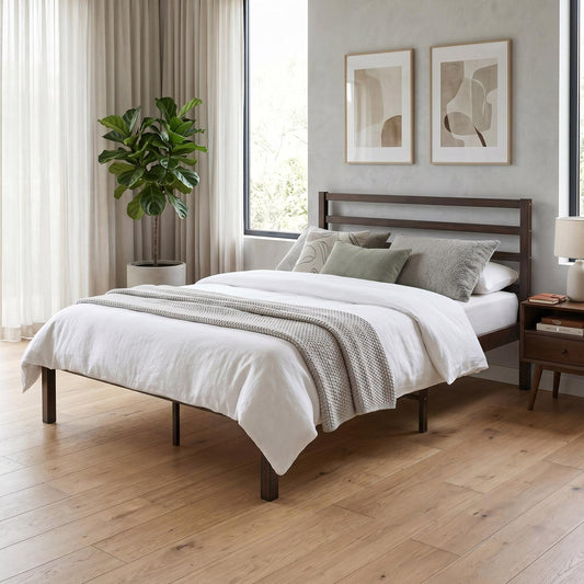 Base Cama Matrimonial Metal y Madera Minimalista ResistenteBEDLEA2-M